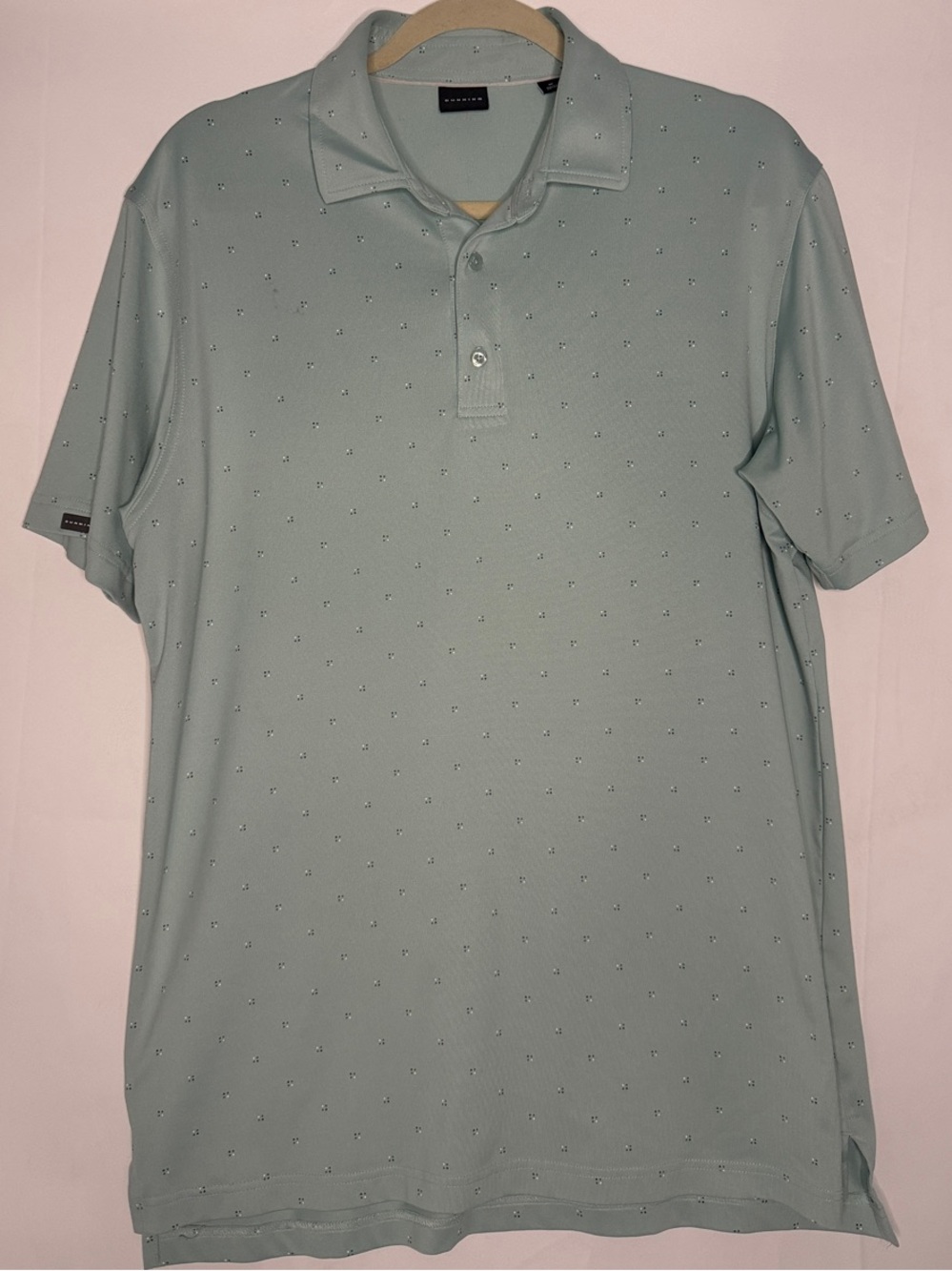 Dunning Men's Polo Shirt in Sage Green with Micro Dot Texture